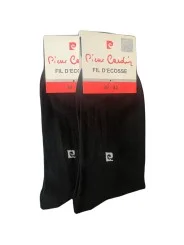 Lot de 2 paires de chaussettes fil d'Ecosse noires Pierre cardin