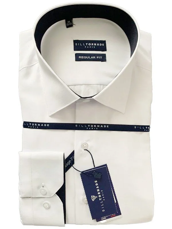 Chemise blanche à liseré bleu marine