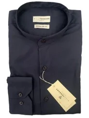 Chemise col mao bleu marine régular Bill Tornade