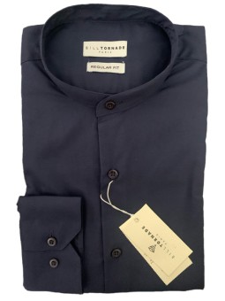 Chemise col mao bleu marine...