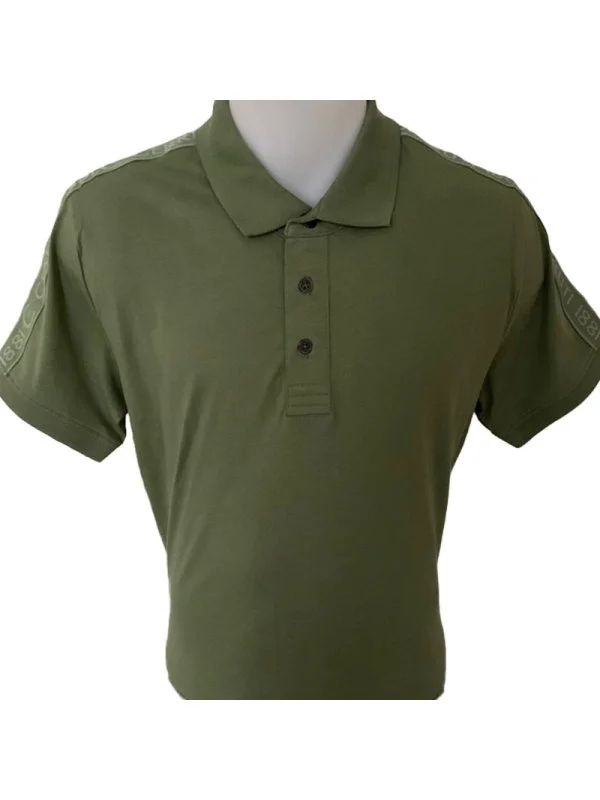 Polo vert foncé avec bande logo Cerruti 1881