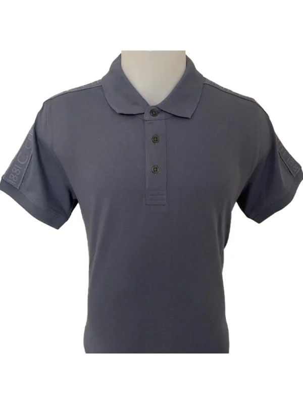 Polo gris ardoise avec bande logo Cerruti 1881