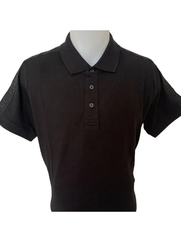 Polo noir avec bande logo Cerruti 1881