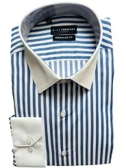 Chemise col blanc à rayures bleues régular Bill Tornade