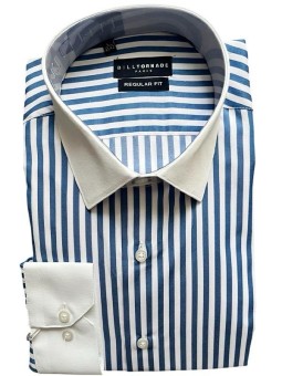 Chemise col blanc à rayures...