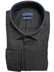 Chemise noire à carreaux régular Bill Tornade