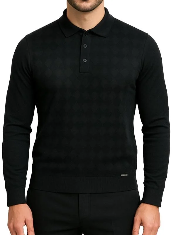 Pull / polo maille losange noir bill tornade