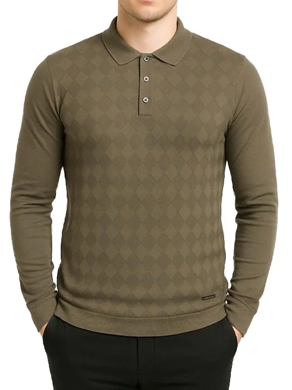 Pull / polo maille losange kaki bill tornade