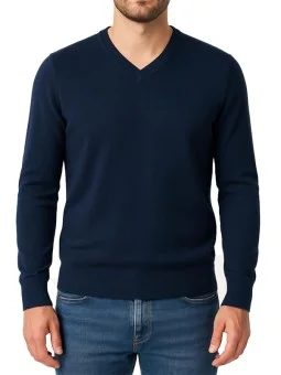 Pull col V bleu foncé Bill...