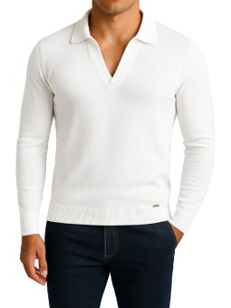 Pull / polo uni blanc bill...