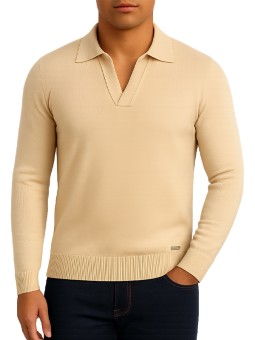 Pull / polo uni beige bill...