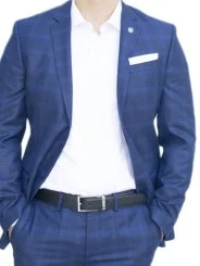 Costume bleu à carreaux homme – 2 pièces slim – Bill Tornade