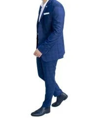 Costume bleu à carreaux homme – 2 pièces slim – Bill Tornade