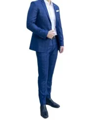 Costume bleu à carreaux homme – 2 pièces slim – Bill Tornade