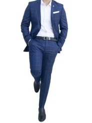 Costume bleu à carreaux homme – 2 pièces slim – Bill Tornade