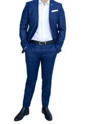 Costume bleu à carreaux homme – 2 pièces slim – Bill Tornade