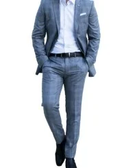 Costume gris à carreaux homme – 2 pièces slim – Bill Tornade