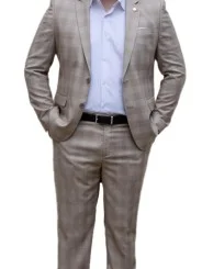 Costume beige à carreaux homme – 2 pièces Slim – Bill Tornade