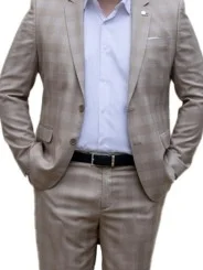 Costume beige à carreaux homme – 2 pièces Slim – Bill Tornade