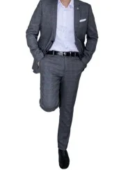 Costume gris foncé Prince de Galles homme – 2 pièces Slim – Bill Tornade