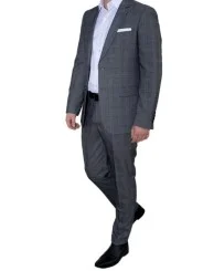 Costume gris foncé Prince de Galles homme – 2 pièces Slim – Bill Tornade