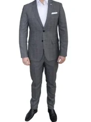 Costume gris foncé Prince de Galles homme – 2 pièces Slim – Bill Tornade