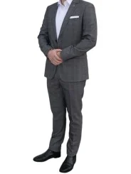 Costume gris foncé Prince de Galles homme – 2 pièces Slim – Bill Tornade
