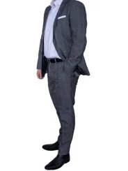 Costume gris foncé Prince de Galles homme – 2 pièces Slim – Bill Tornade