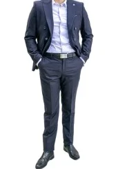 Costume bleu marine croisé homme – 2 pièces Slim – Bill Tornade