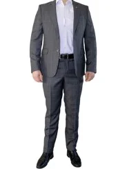 Costume gris grands carreaux homme – 2 pièces Slim – Bill Tornade