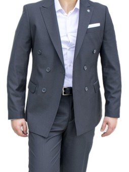 Costume gris croisé homme –...