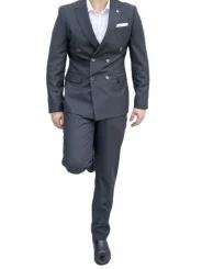 Costume gris croisé homme – 2 pièces Slim – Bill Tornade
