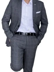 Costume gris foncé Prince de Galles homme – 2 pièces Slim – Bill Tornade