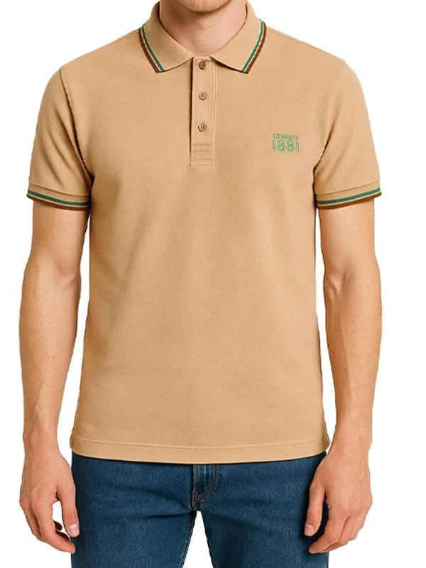 Polo marron clair manches courtes Cerruti 1881