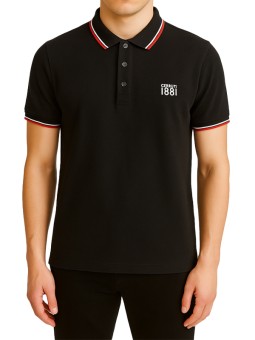 Polo noir manches courtes...