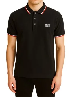 Polo noir manches courtes...