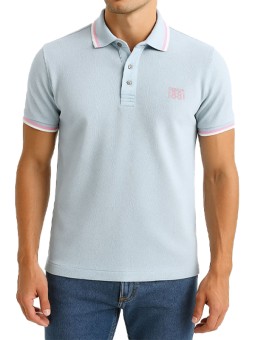 Polo bleu ciel manches...