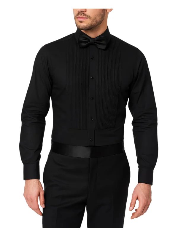 Chemise de cérémonie noire à col de ville slim Bill Tornade