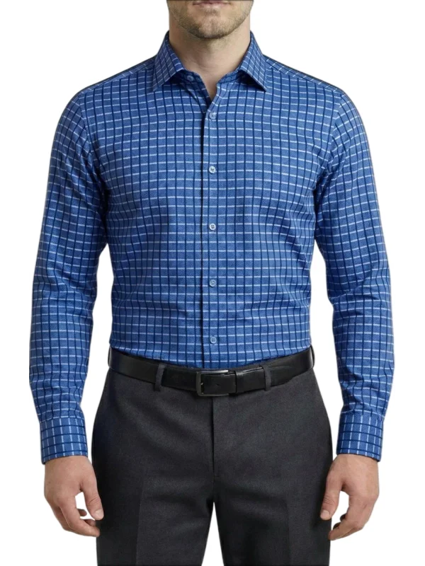 Chemise bleu royal à carreaux Ravivozzo
