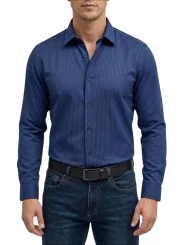 Chemise bleu nuit à rayures régular Bill Tornade