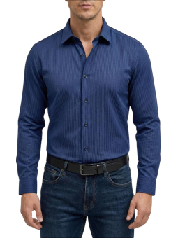 Chemise bleu nuit à rayures...