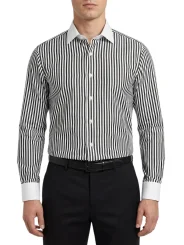 Chemise col blanc à rayures noires régular Bill Tornade
