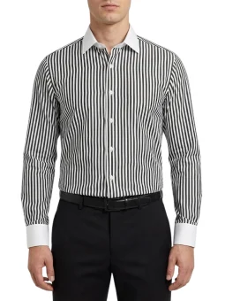 Chemise col blanc à rayures...