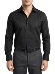 Chemise noire à carreaux régular Bill Tornade