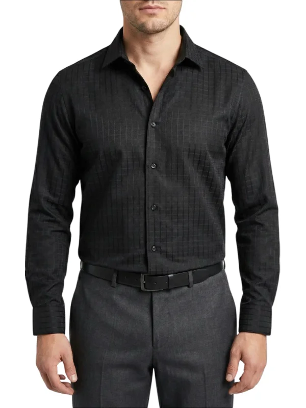 Chemise noire à carreaux régular Bill Tornade