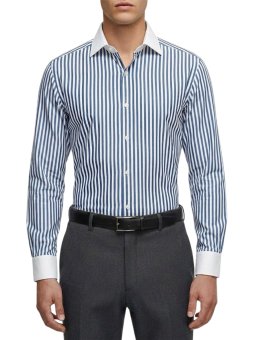 Chemise col blanc à rayures...