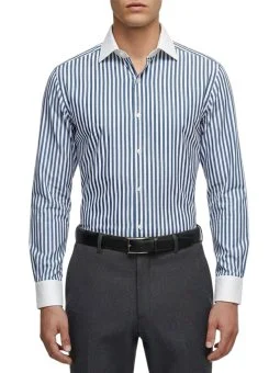 Chemise col blanc à rayures...