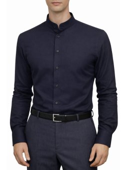 Chemise col mao bleu marine...