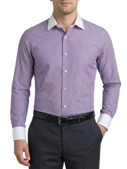 Chemise col blanc à rayures...