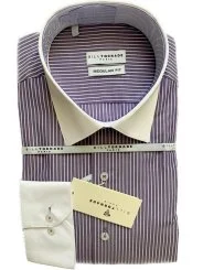 Chemise col blanc à rayures violettes Régular Bill Tornade